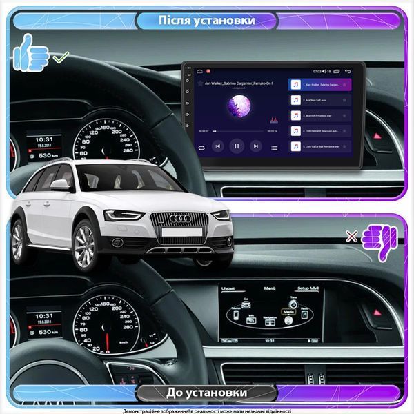 Штатна автомобільна мультимедійна система Lesko для Audi A4 allroad IV (B8) Рестайлінг 2011-2016 екран 9" 4/64Gb CarPlay 4G Wi-Fi GPS Prime 11642-68486 фото