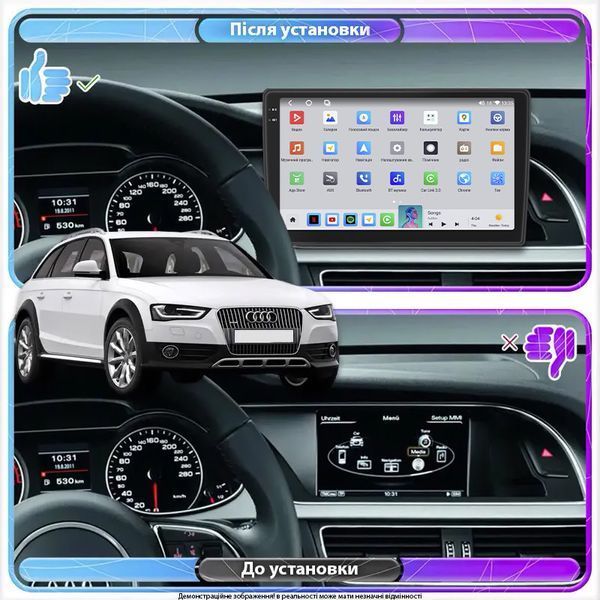 Штатна автомобільна мультимедійна система Lesko для Audi A4 allroad IV (B8) Рестайлінг 2011-2016 екран 9" 4/64 QLED CarPlay 4G Wi-Fi GPS 360 Prime 11642-77241 фото