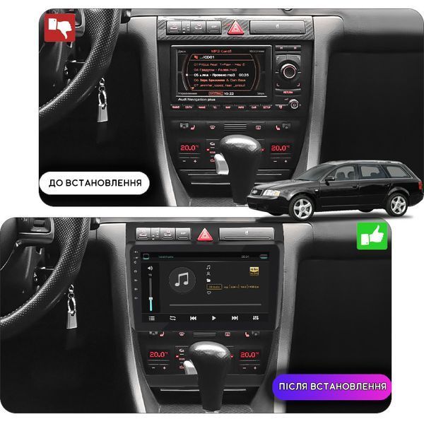 Штатна мультимедійна система Lesko для Audi A6 II (C5) 1997-2001 екран 9" 2/32Gb Wi-Fi GPS Base 9360-34784 фото