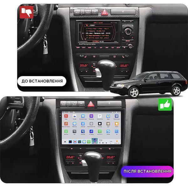 Штатная мультимедийная система Lesko для Audi A6 II (C5) 1997-2001 экран 9" 4/64 QLED CarPlay 4G Wi-Fi GPS 360 Prime 9360-77377 фото